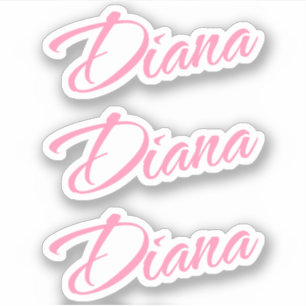 Diana Decoratieve Naam in Roze x3 Sticker