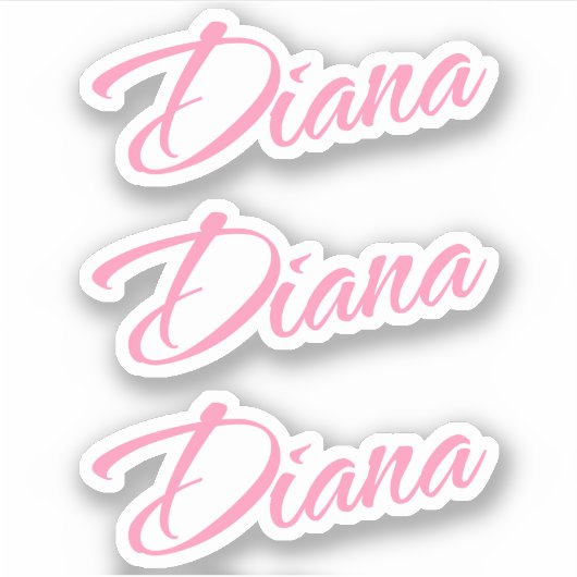 Diana Decoratieve Naam in Roze x3 Sticker (Voorkant)