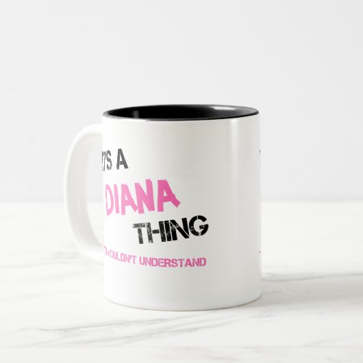 Diana ding dat je niet zou begrijpen naam tweekleurige koffiemok (Voorkant links)