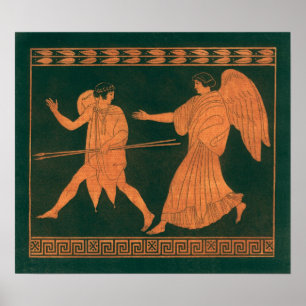 Diana en een engel, vintage Romeinse mythologie Poster