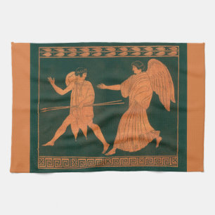 Diana en een engel, vintage Romeinse mythologie Theedoek