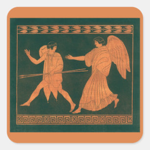 Diana en een engel, vintage Romeinse mythologie Vierkante Sticker