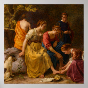 Diana en haar gezelschap van Johannes Vermeer Poster