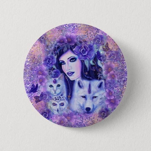 Diana godin kunst van Renee Ronde Button 5,7 Cm (Voorkant)