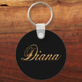 Diana goud Design Lettering ronde sleutelhanger (Voorkant)