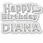 Diana Happy Birthday silver Aufkleber Sticker (Voorkant)
