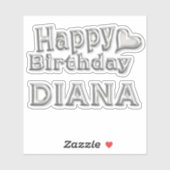 Diana Happy Birthday silver Aufkleber Sticker (Vel)
