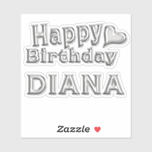 Diana Happy Birthday silver Aufkleber Sticker (Vel)