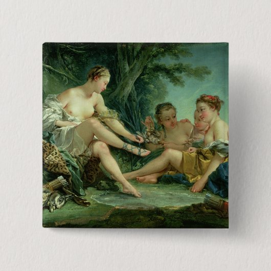 Diana na de Jacht, 1745 Vierkante Button 5,1 Cm (Voorkant)