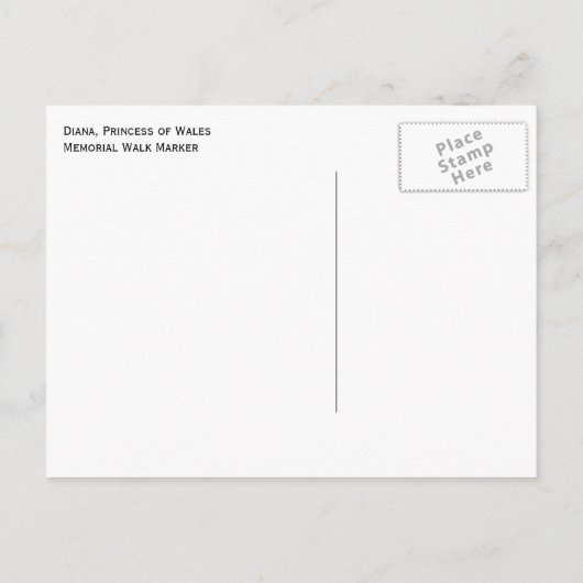 Diana, Princess of Wales, Wandelroute Marker Briefkaart (Achterkant)