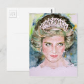 DIANA - PRINSES VAN WALES - waterverf portret.3 Briefkaart (Voorkant / Achterkant)