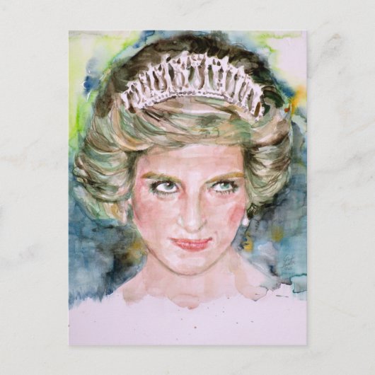 DIANA - PRINSES VAN WALES - waterverf portret.3 Briefkaart (Voorkant)