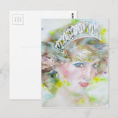 diana , prinses van wales - waterverf portret .3 briefkaart (Voorkant / Achterkant)
