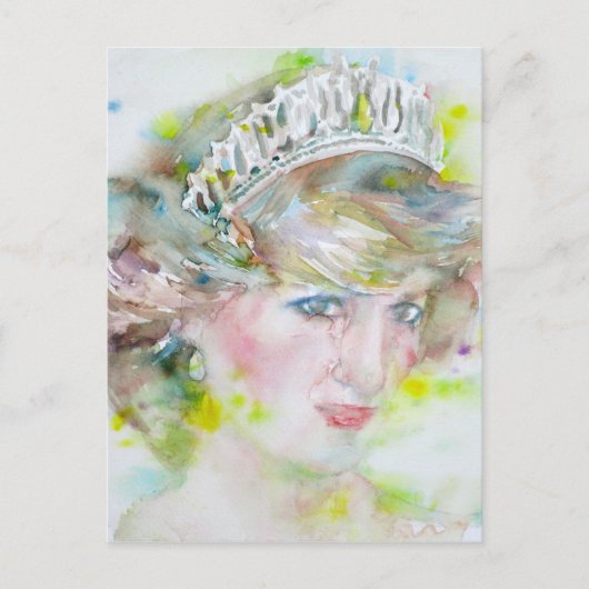 diana , prinses van wales - waterverf portret .3 briefkaart (Voorkant)