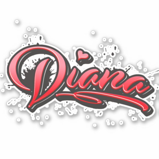 Diana red Heart Graffiti Aufkleber Sticker (Voorkant)