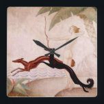 Diana The Huntress Art Deco Clock Vierkante Klok<br><div class="desc">Verbluffende Art Deco klok voor de Borzoi minnaar.</div>
