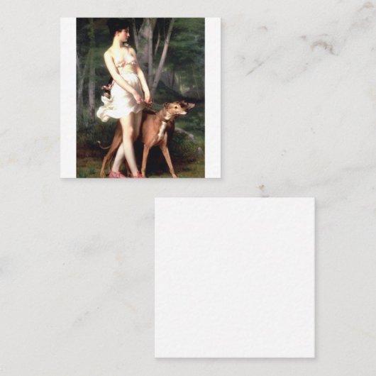 Diana The Huntress by Gaston Casimir Saint Pierre Vierkante Visitekaartje (Voorkant / Achterkant)