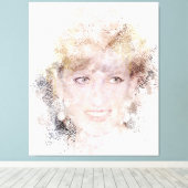 Diana The People's Princess Waterverf Portrait Canvas Afdruk (Insitu (Houten vloer))