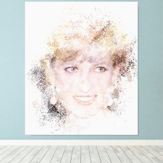 Diana The People's Princess Waterverf Portrait Canvas Afdruk (Insitu (Houten vloer))