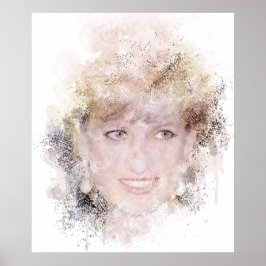 Diana The People's Princess Waterverf Portrait Poster