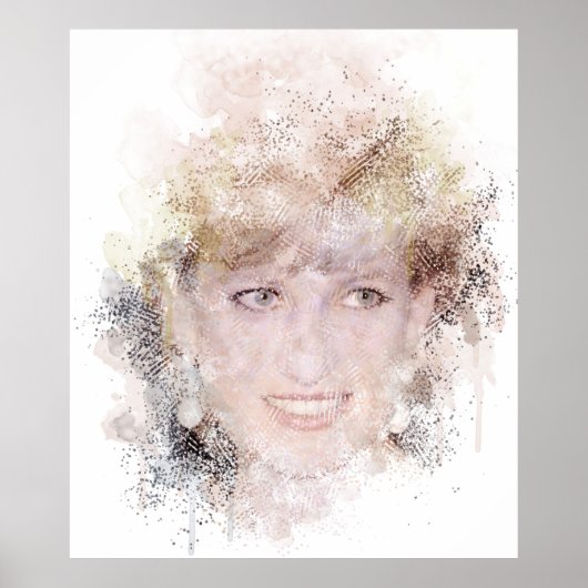 Diana The People's Princess Waterverf Portrait Poster (Voorkant)