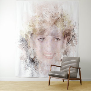 Diana The People's Princess Waterverf Portrait Wandkleed