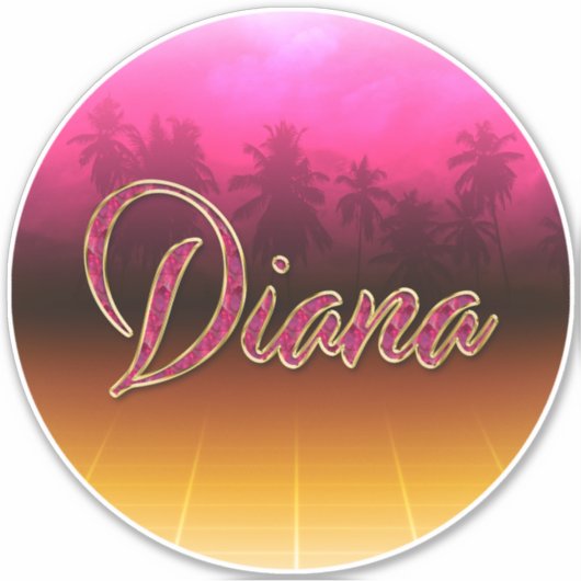 Diana Vorname Name golden pink Aufkleber Sticker (Voorkant)