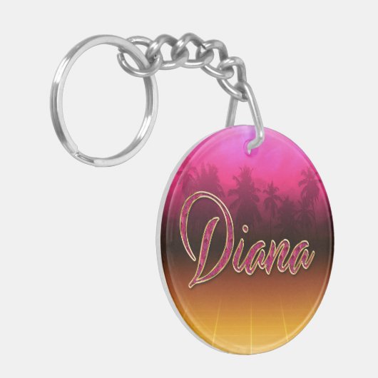 Diana Vorname Name golden pink Schlüsselanhänger Sleutelhanger (Voorkant Links)