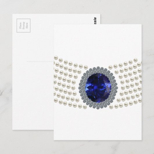 Diana's Sapphire Choker Ketting Briefkaart (Voorkant / Achterkant)