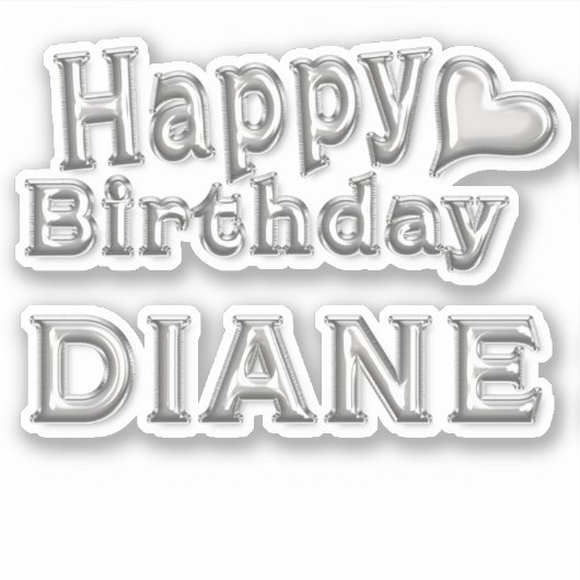 Diane Happy Birthday silver Aufkleber Sticker (Voorkant)