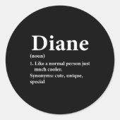 Diane Name Definition Funny D Ronde Sticker (Voorkant)