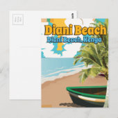 Diani Beach Kenia vintage reisposter. Briefkaart (Voorkant / Achterkant)