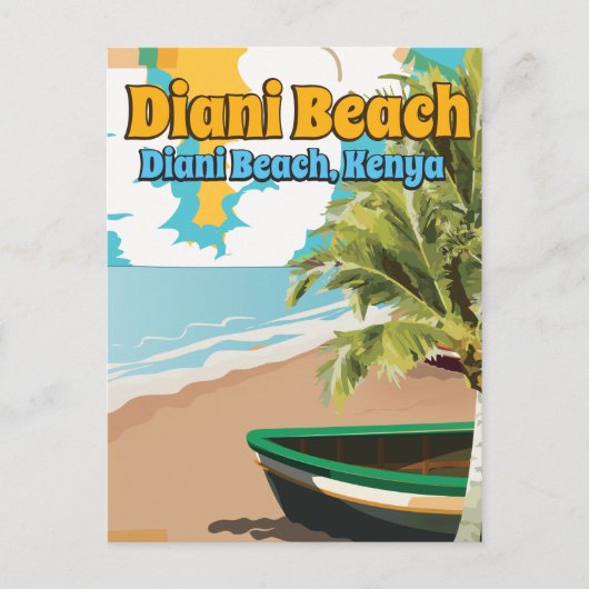 Diani Beach Kenia vintage reisposter. Briefkaart (Voorkant)