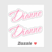 Dianne Naam in Roze x2 Sticker (Vel)