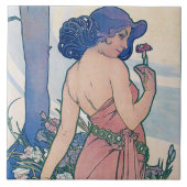 Dianthus (Vier bloemen), Alphonse Mucha Tegeltje (Voorkant)