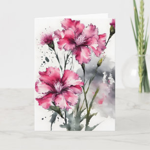 Dianthus - Waterverf bloemen Kaart