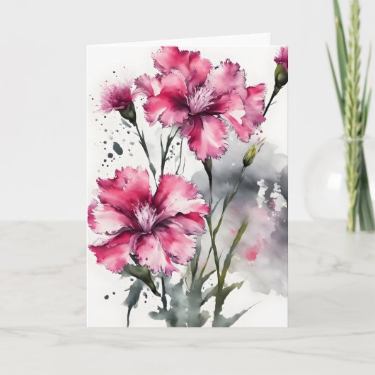 Dianthus - Waterverf bloemen Kaart (Voorkant)