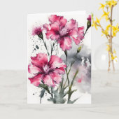 Dianthus - Waterverf bloemen Kaart (Gele Bloem)