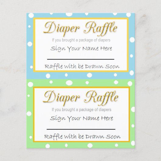 Diaper Baby shower Game Blue en Green Flyer (Voorkant)