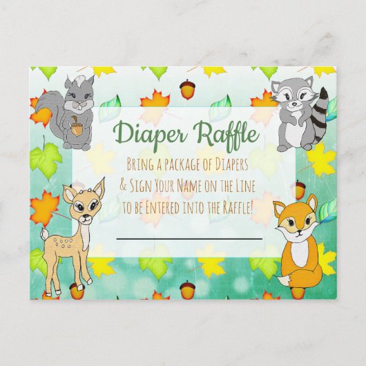 Diaper Baby shower Game Forest Animals Briefkaart (Voorkant)
