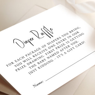 Diaper Baby shower Game minimalist bij Raffle Tick Informatiekaartje