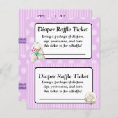 Diaper Baby shower Game, Paarse Bow Shabby (Voorkant / Achterkant)