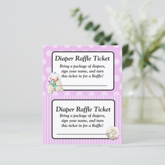 Diaper Baby shower Game, Paarse Bow Shabby (Staand voorkant)