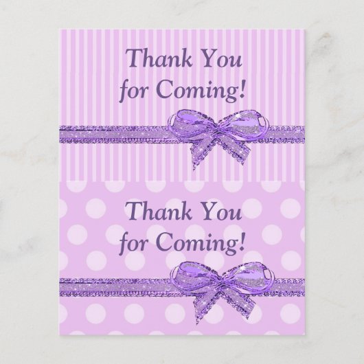 Diaper Baby shower Game, Paarse Bow Shabby (Achterkant)