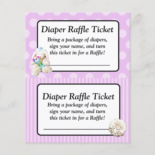 Diaper Baby shower Game, Paarse Bow Shabby (Voorkant)
