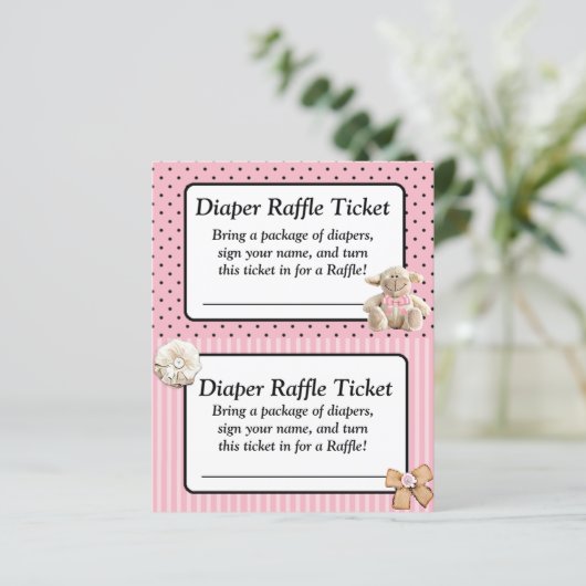 Diaper Baby shower Game, Roze Bow Shabby (Staand voorkant)