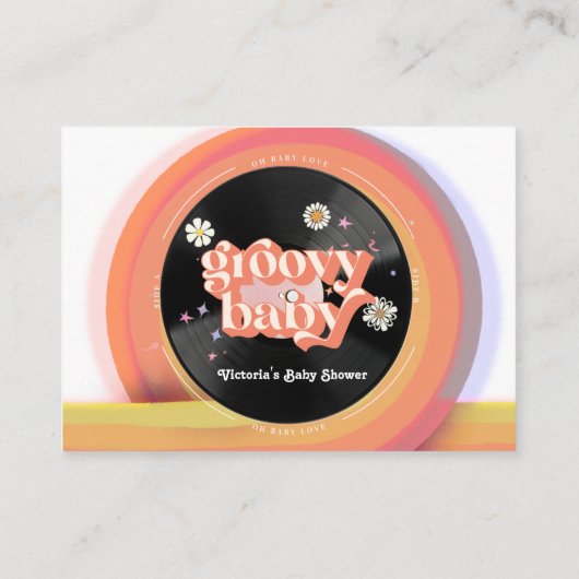 Diaper Baby shower Groovy Retro 70s 80s Informatiekaartje (Achterkant)