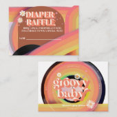 Diaper Baby shower Groovy Retro 70s 80s Informatiekaartje (Voorkant / Achterkant)