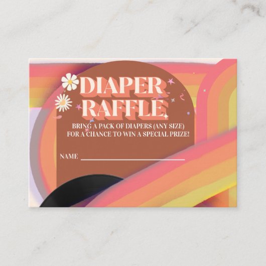 Diaper Baby shower Groovy Retro 70s 80s Informatiekaartje (Voorkant)