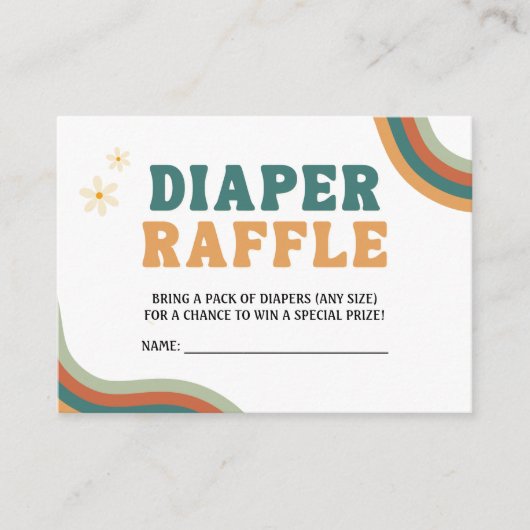 Diaper Baby shower Groovy Retro 70s 80s Informatiekaartje (Voorkant)